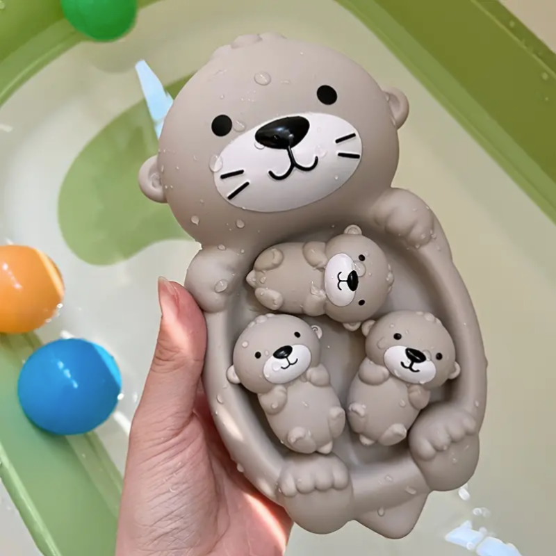 浮かぶカワウソの親子セット