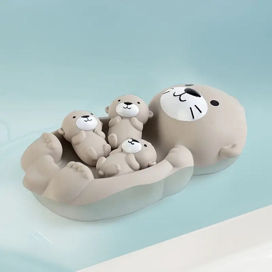 浮かぶカワウソの親子セット